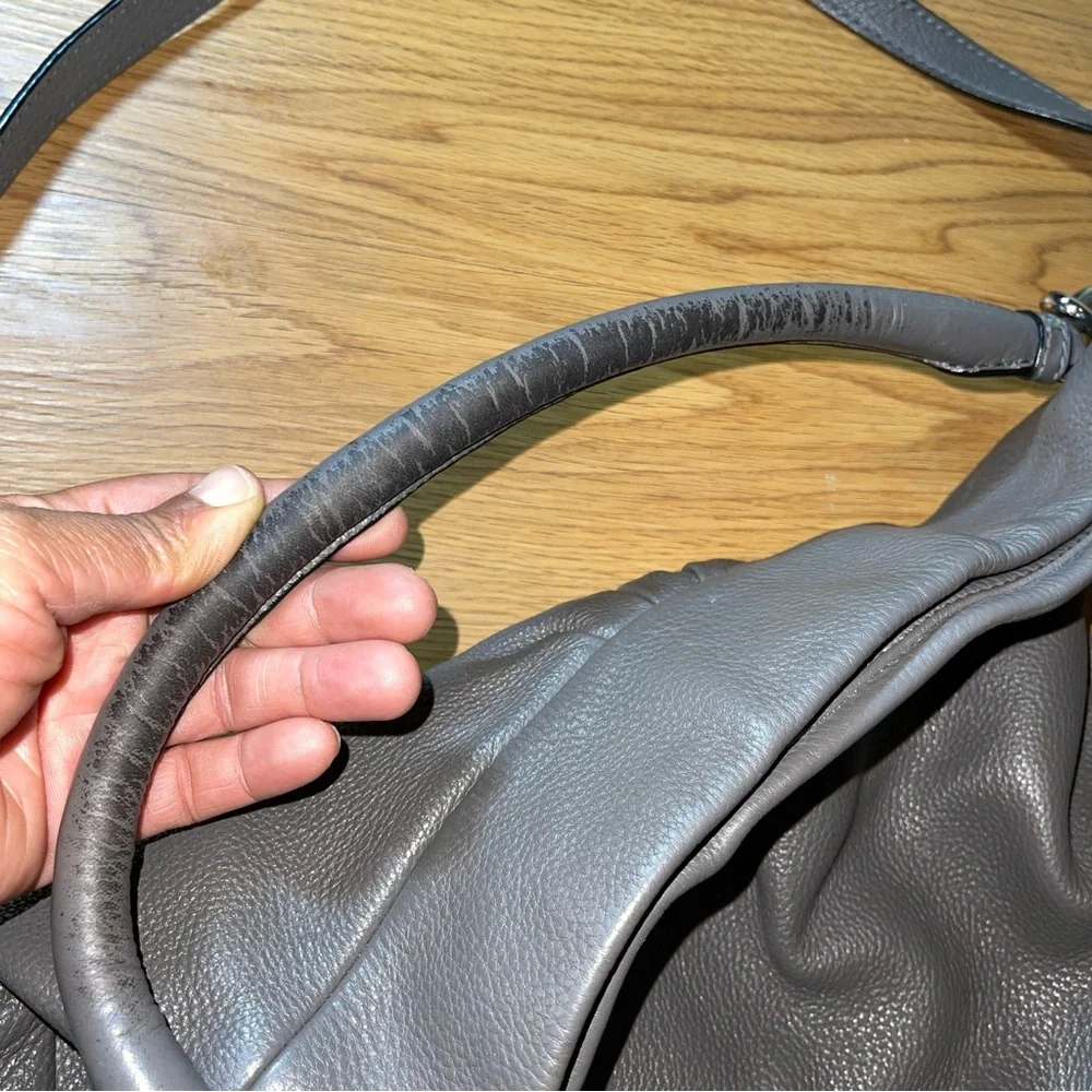 Marc Jacobs Gray Pebbled Leather Hobo Shoulder Crossbody Bag | Silver Hardware